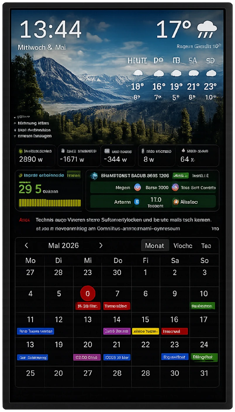 VistaBoard schwarze Kalenderansicht